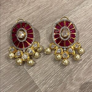 Elegant Red and Gold Earrings